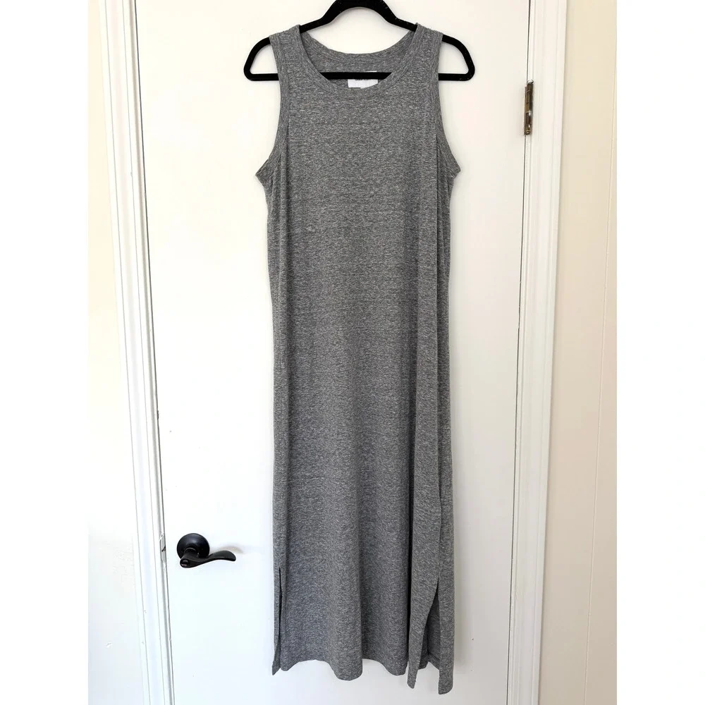 Current/Elliott The Perfect Muscle Tee Dress Heather Grey Midi Slit Large